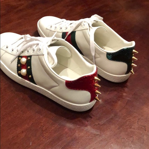 Gucci Shoes Gucci Tennis Shoes With Pearls And Studs Poshmark